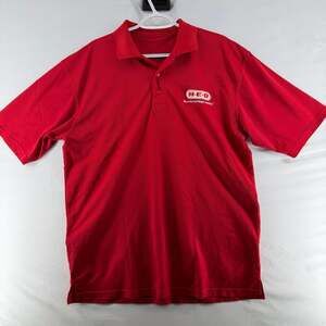 1567 Threads Dri Express H-E-B Polo Size L Red Uniform